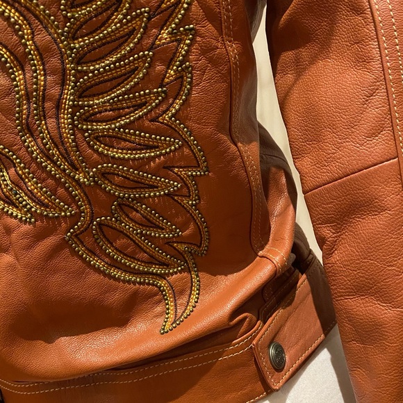 Salmon coloured Harley-Davidson leather jacket - Picture 9 of 11